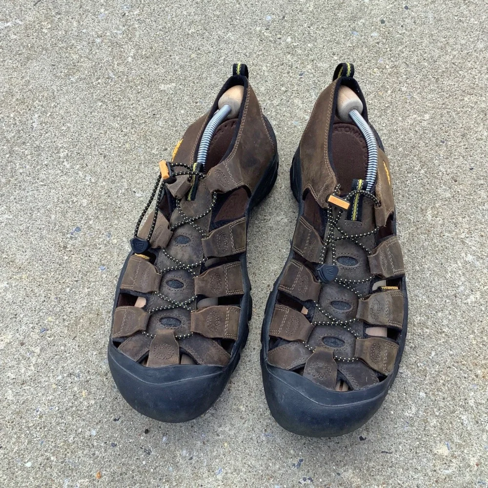 Keen Newport Premium Mens 14 Brown Leather Waterproof Hiking Sandals 1001870